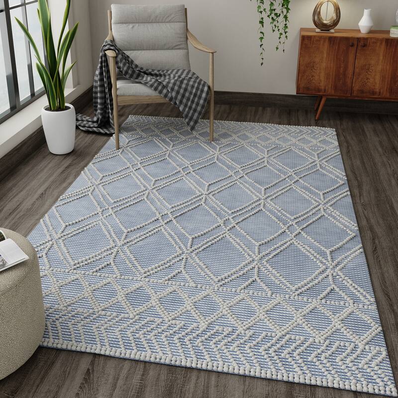 Domani Row Recycled Fiber Distressed Boho Textured Rug