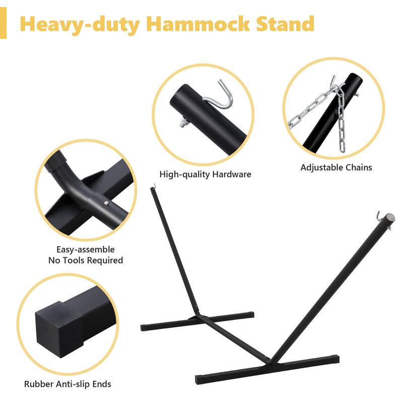 Outdoor Portable Double Hammock with Stand&Pillow Max 475 lbs Capacity