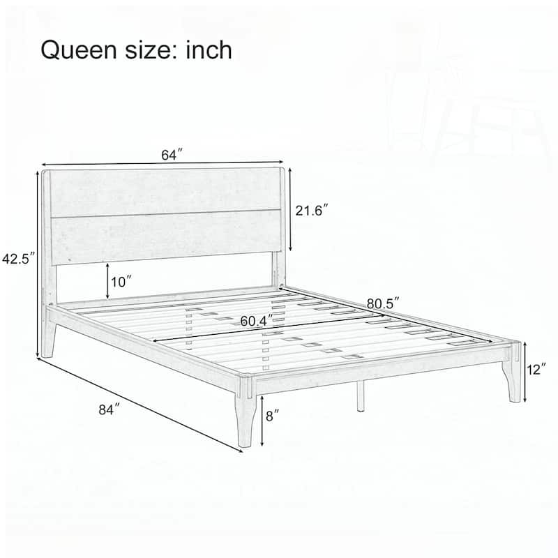 Bamboo Wood Platform Bed with Wood Slat Support