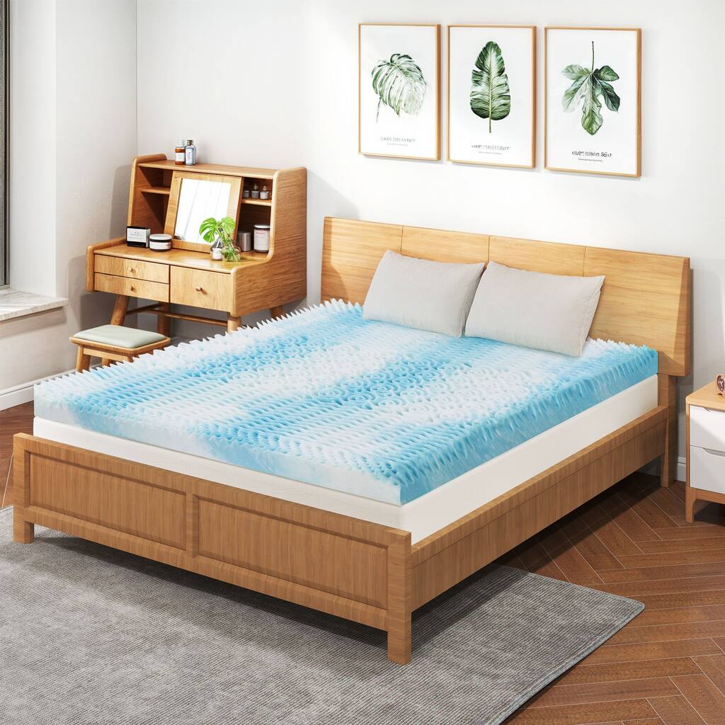 Moasis 5 Zone Gel-infused Cooling Gel Memory Foam Mattress Topper