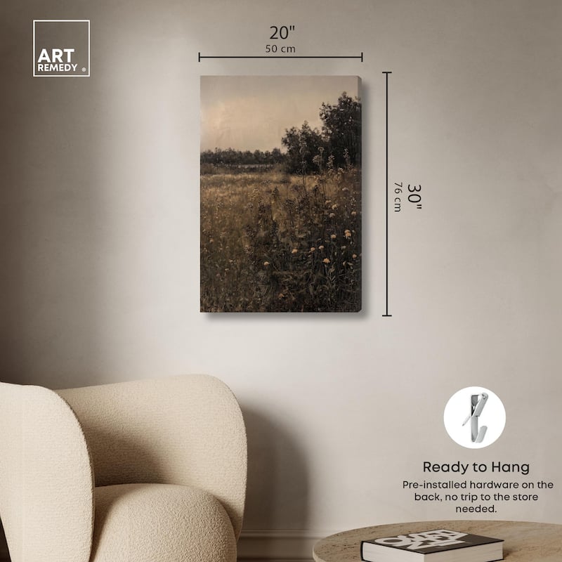 Vintage Meadow Canvas by Art Remedy, Gallery Wrapped