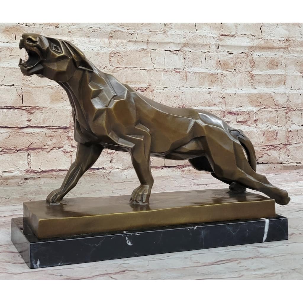 Henry Moore Modern Art Abstract Jaguar Panther Cougar Imitative Lion Bronze Sculpture