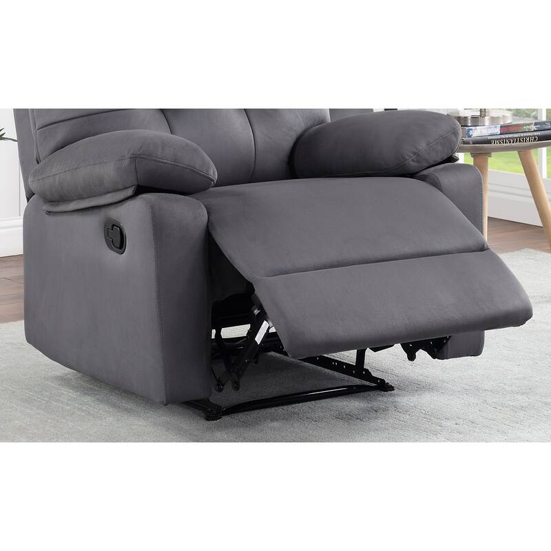 Contemporary Plush Microfiber Motion Recliner Chair with Manual Motion, Plush Armrest