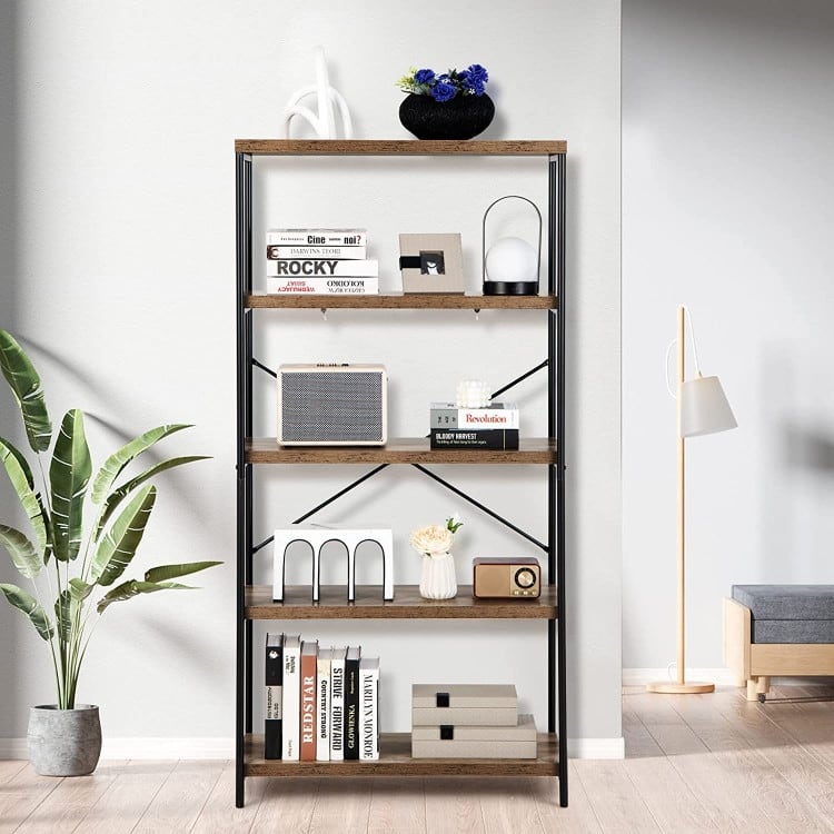 Multipurpose Open Bookcase Industrial Rack Storage Shelf - 31" x 14" x 63" (L x W x H)