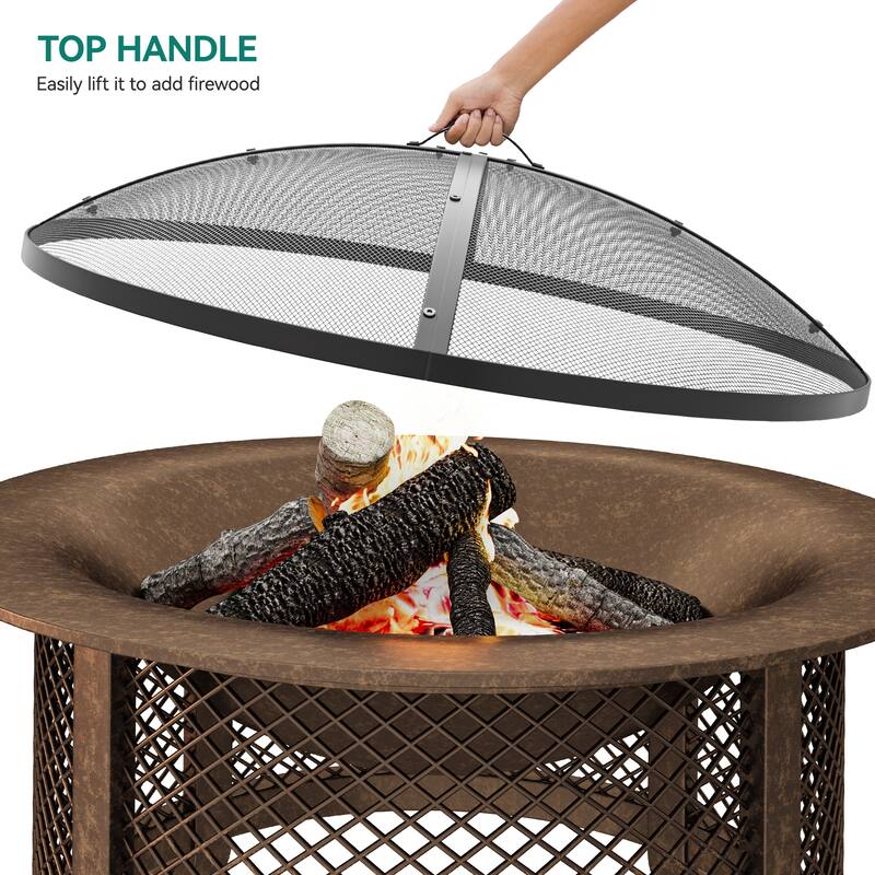 Moasis 30" Easy Access Fire Pit Spark Screen Lid Protector