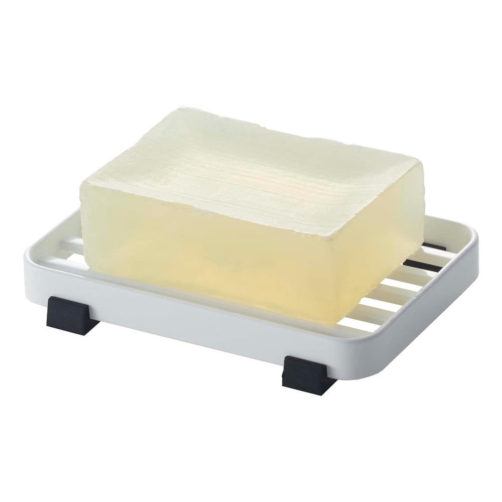 Yamazaki Home Slotted Soap Tray, Steel - L 2.95 x W 4.33 x H 0.47 inches