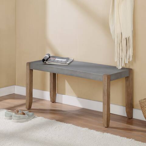 The Gray Barn Enchanted Acre 40-inch Faux Concrete and Wood Bench