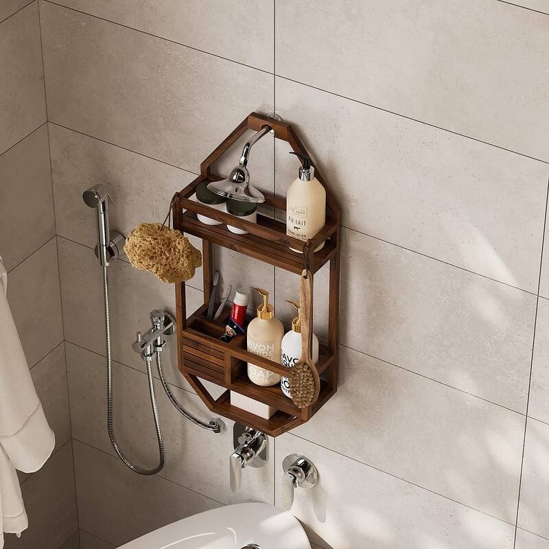 Teak Shower Caddy - 4.7"D x 13"W x 27"H