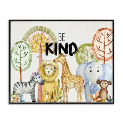 Stupell Be Kind Jungle Animals Framed Giclee Art Design By Kim Allen