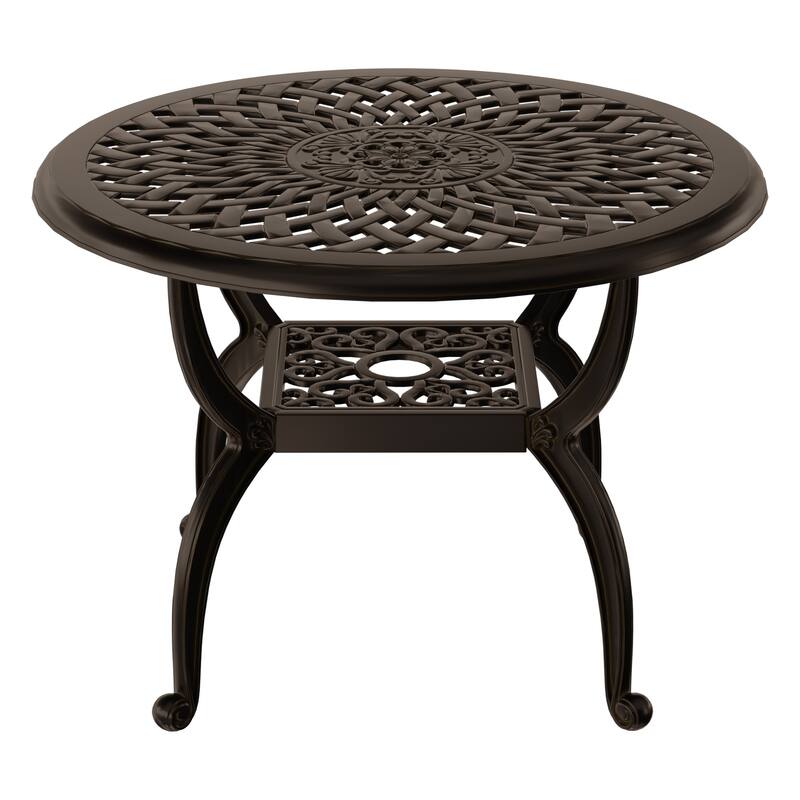 Modern Aluminum Round Coffee Table for Outdoor Spaces - Bronze