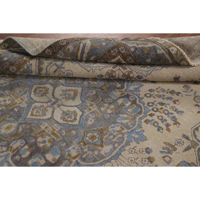 Tabriz Persian Area Rug Handmade Beige Wool Carpet - 6'7"x 9'8"