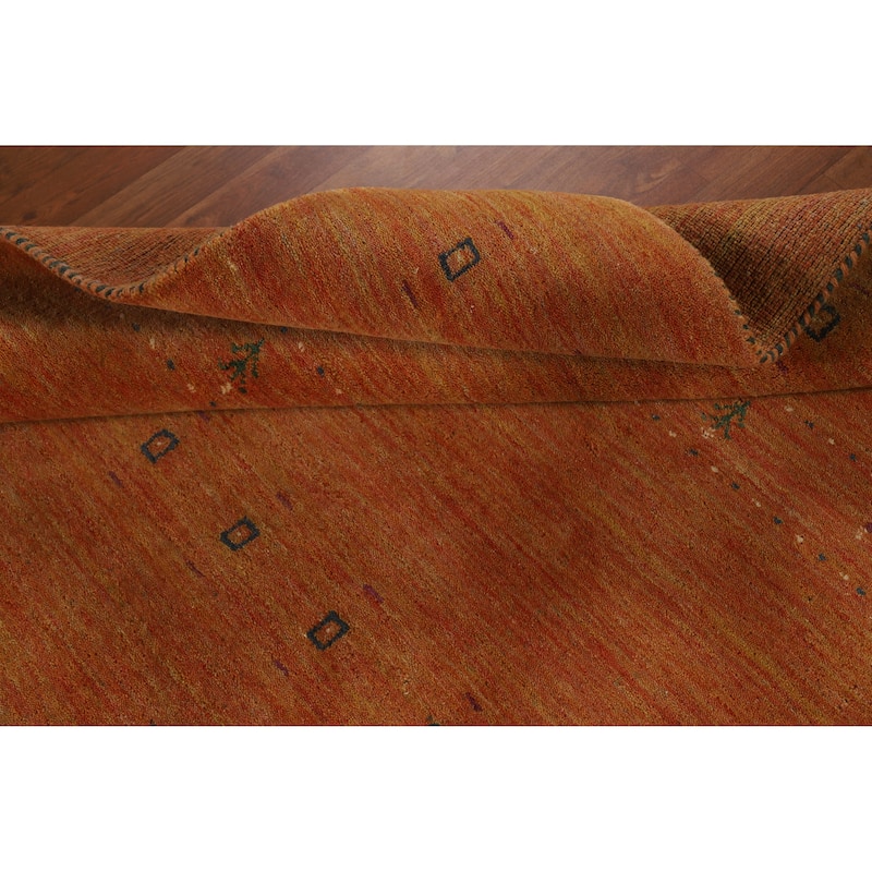 Hand Knotted Oriental 100% Wool Carpet Tribal Animal Pictorial Oranges & Rust Gabbeh Area Rug - 7' 8'' X 4' 10''