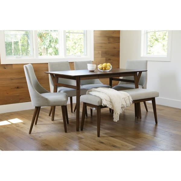 Abbyson Retro Mid-century Modern Extendable Wood Dining Table - Bed