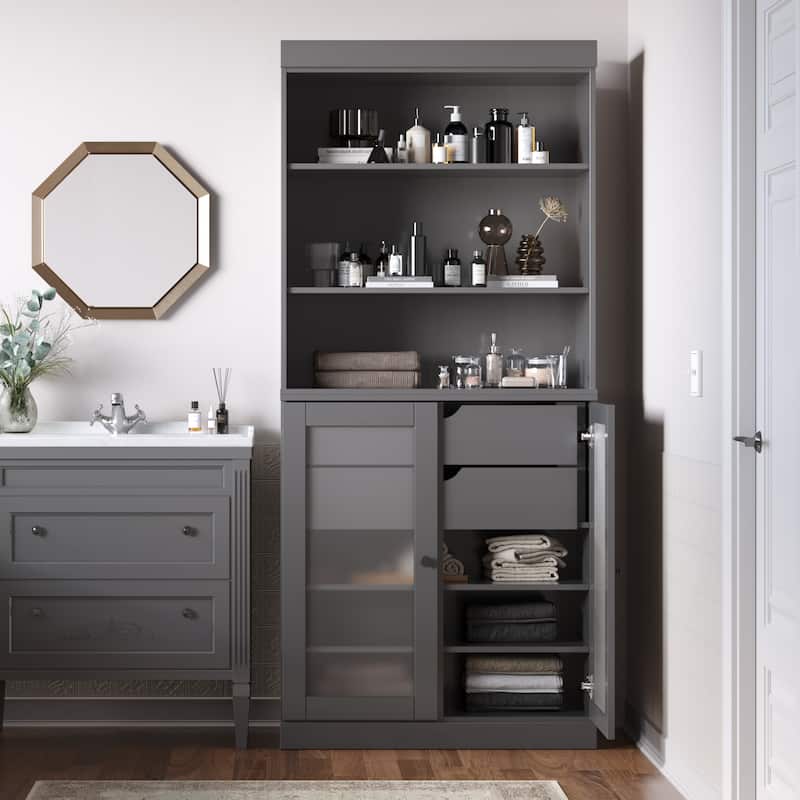100% Solid Wood 32" Bathroom Cabinet with Optional Doors, 2-Drawers by Palace Imports