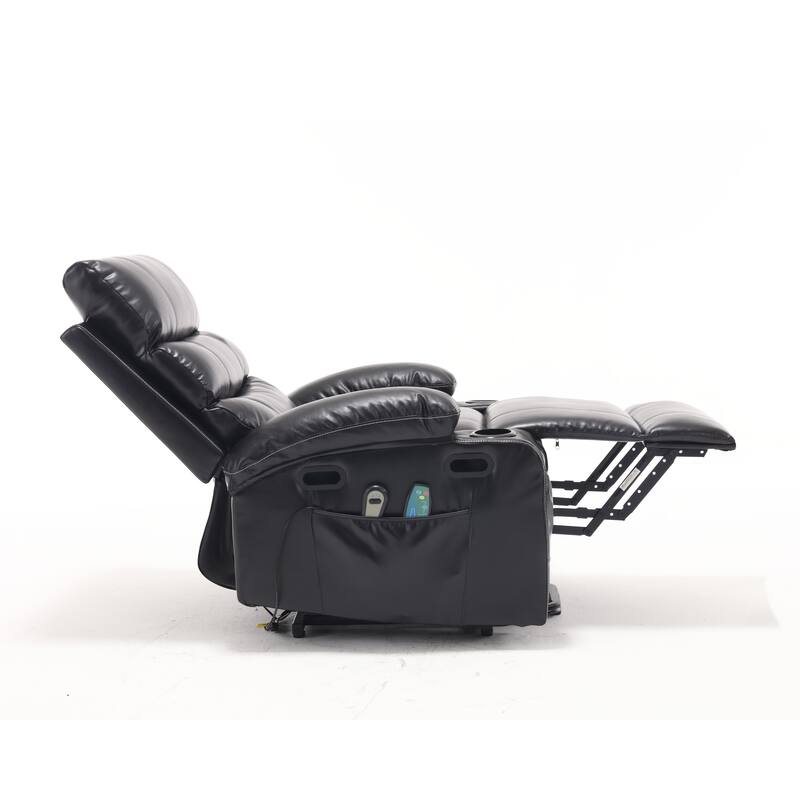 PU Leather Power Lift Recliner with Massage, Heating & Cup Holders