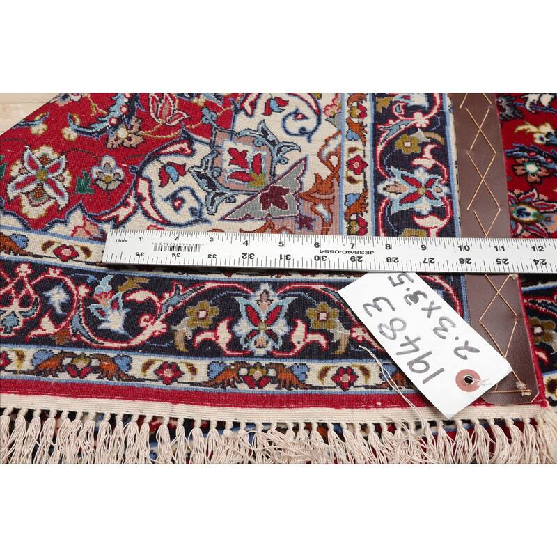 2'3''x3'5'' Hand Knotted Wool Red Isfahan Traditional 500 KPSI Rug - 2' 3'' x 3' 5''