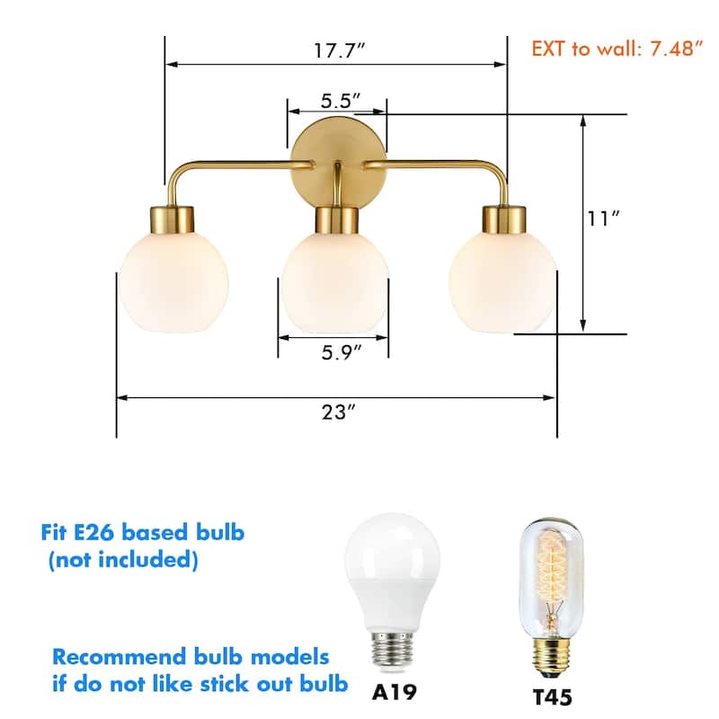 Tenerife Brass Modern Bath Vanity Light / Wall Sconce