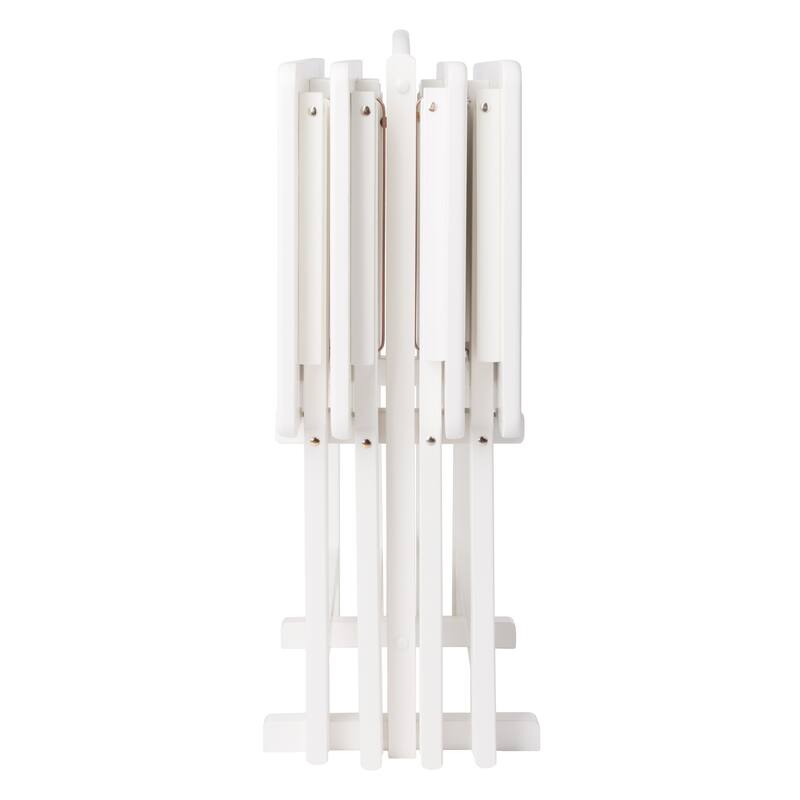 Alex 5-Pc Snack Table Set with Storage Stand White Finish