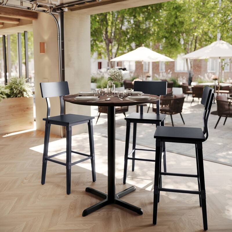 Commercial HPL Tabletop with Bar Height Crisscross Base - 36"W x 36"D x 42"H