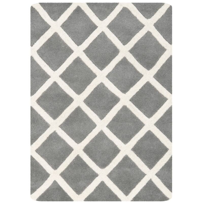 SAFAVIEH Handmade Chatham Retha Modern Moroccan Wool Rug - 2' x 3' - Dark Grey/Ivory - Rectangle
