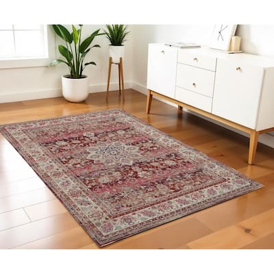 HomeRootsFloral Transitional Rectangle Area Rug - 72' X '48' X '0.5
