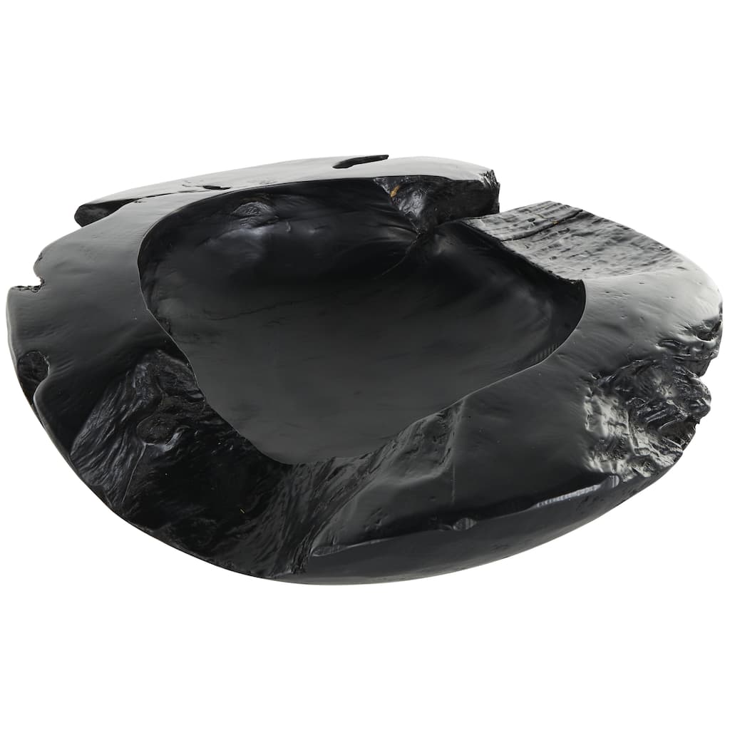 Teak Wood Handmade Live Edge Decorative Bowl - Black - Roche River Decor