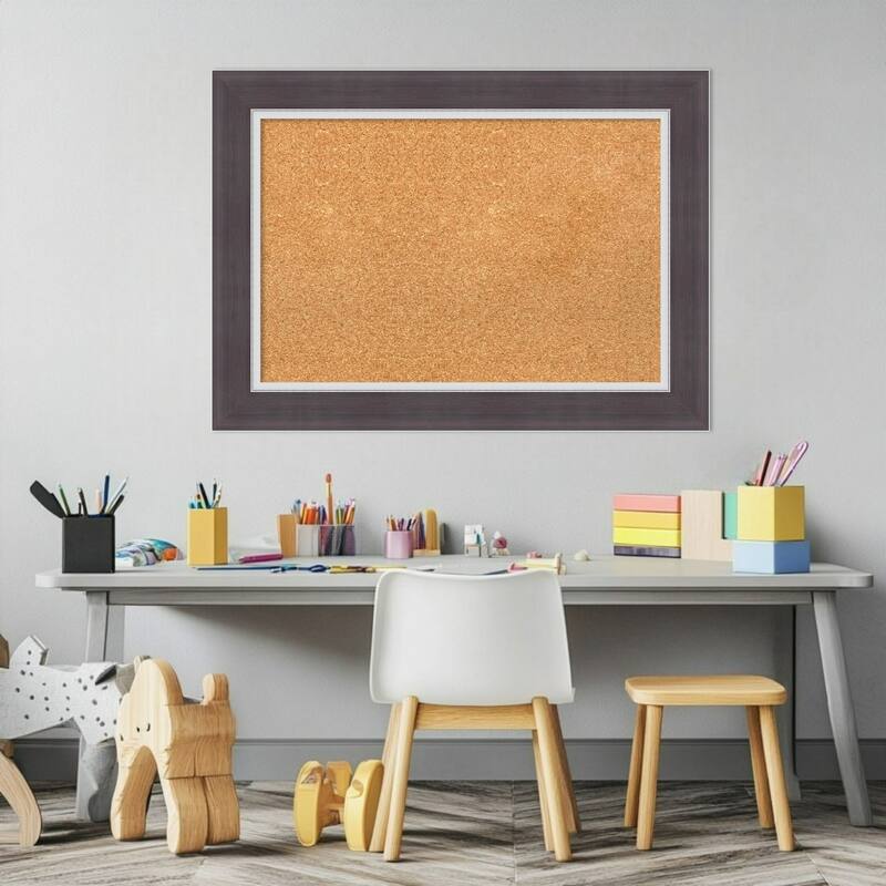 Ellie Brown Silver Framed Cork Board - Bulletin Board, Organization Board, Pin Board