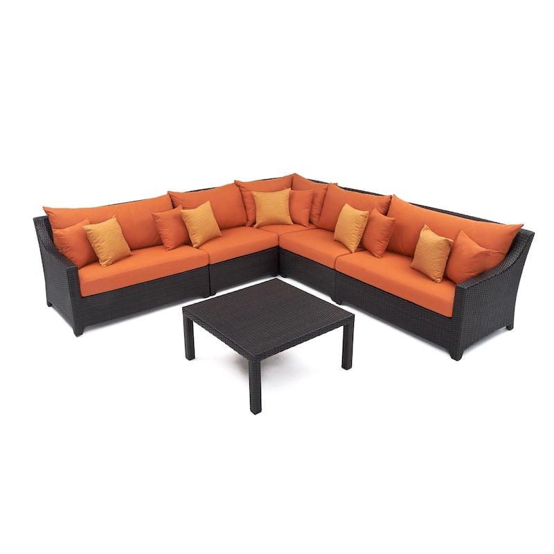 Deco 6 Piece Sunbrella Outdoor Patio Sectional & Table Set