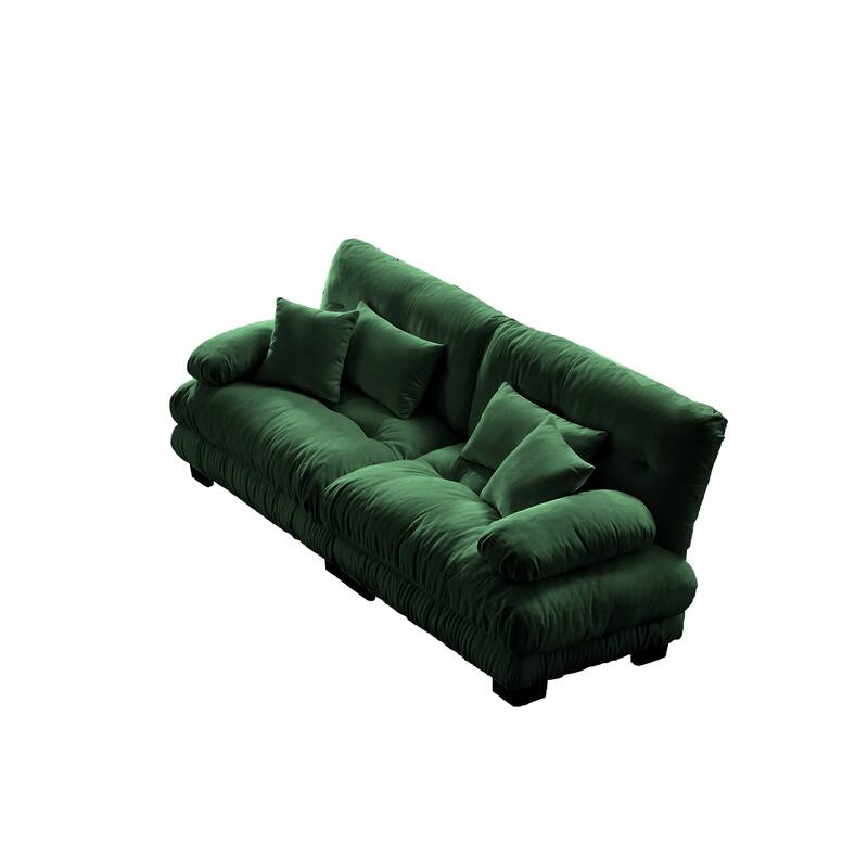 Oversized Modular Sectional Sofa, Chenille Deep Seat 2-Seater Sofa, Upholstered Cloud Couch with Lumbar Pillows & Throw Pillows