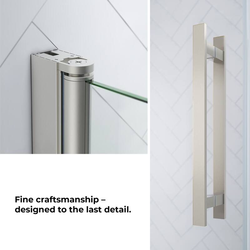 OVE Breeze Pivot Corner Frameless Pivot Shower Door Kit with Base Pan