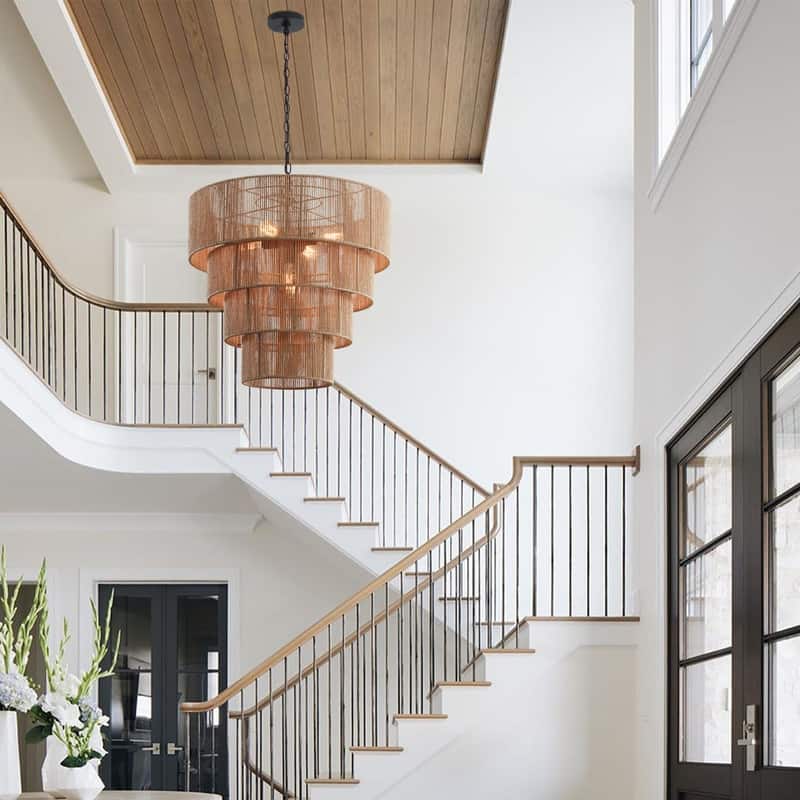 KAWOTI Width 26" 5-Light 4-Tiered Bohemian Pendant Light