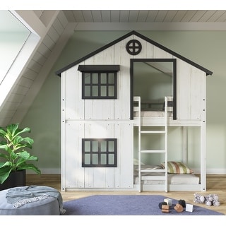 Modern Farmhouse Twin Over Twin Bunk Bed