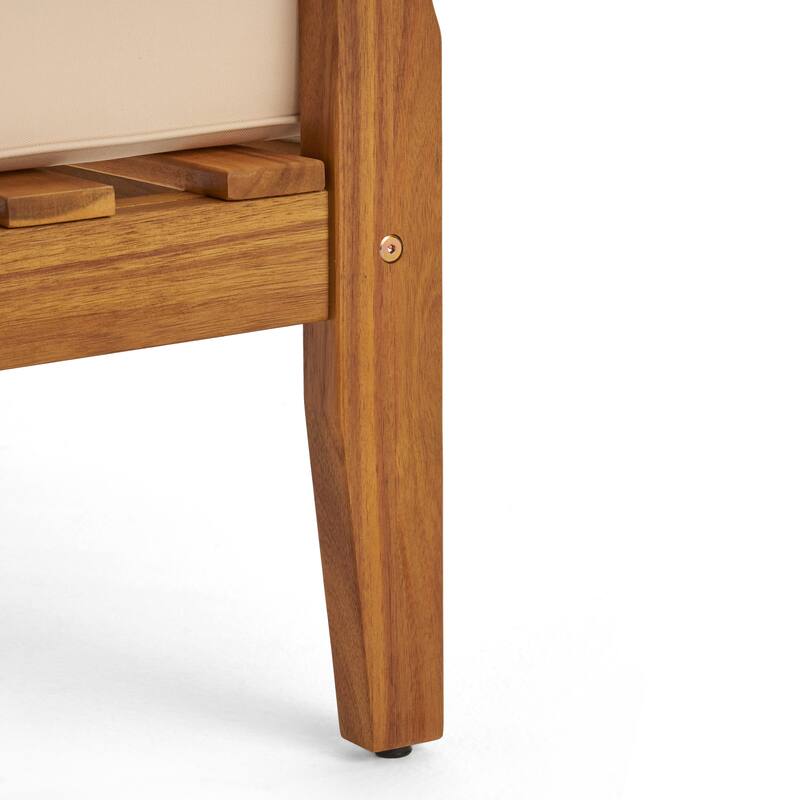 2 Piece Acacia Wood Chat Set with Coffee Table and Water Resistant Cushion