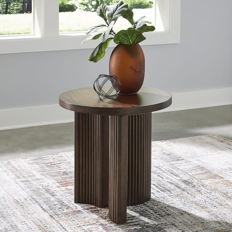 Signature Design by Ashley Korestone Dark Brown End Table - 24"W x 24"D x 24"H