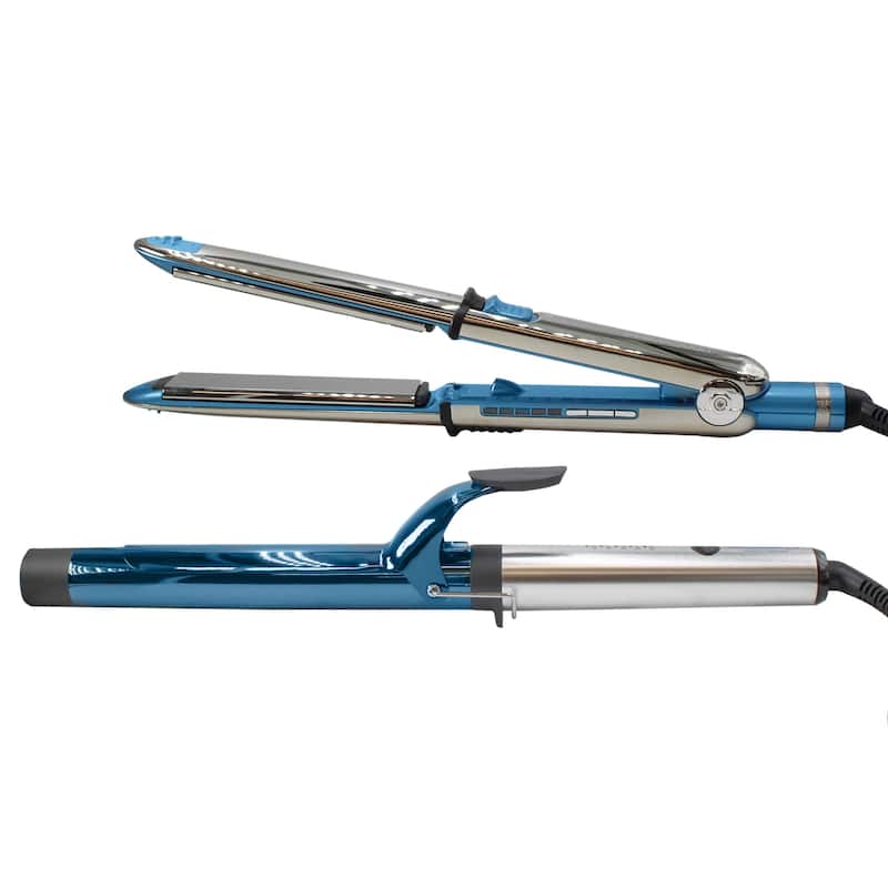 BaByliss Pro Prima3000 1¼" Styling Iron & 1¼" Extended Barrel Curling Iron Combo BNTPP54UC - Blue - Blue