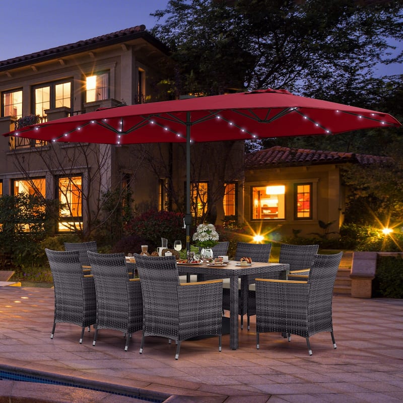Costway 11 PCS Patio Dining Set with 15 ft Double-Sided Patio Umbrella - See Details