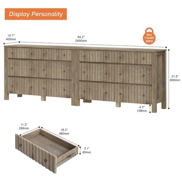 dimension image slide 2 of 5, WAMPAT White Dresser for Bedroom, Baby Dressers Wood Closet Storage Organizer Cabinet
