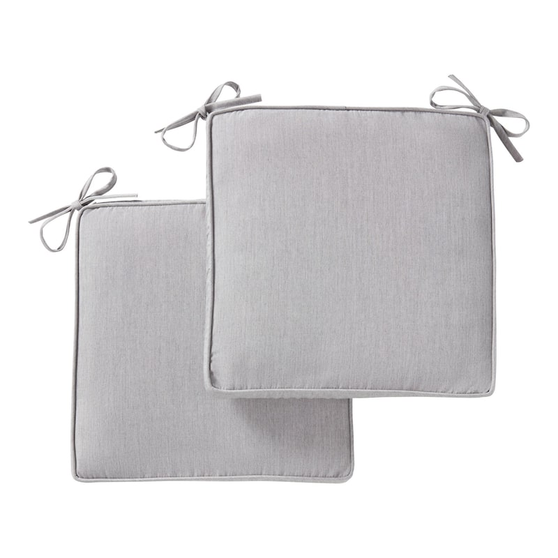 Sunbrella Indoor/ Outdoor 17-inch Square Corded Chair Pad (Set of 2) - Canvas Granite