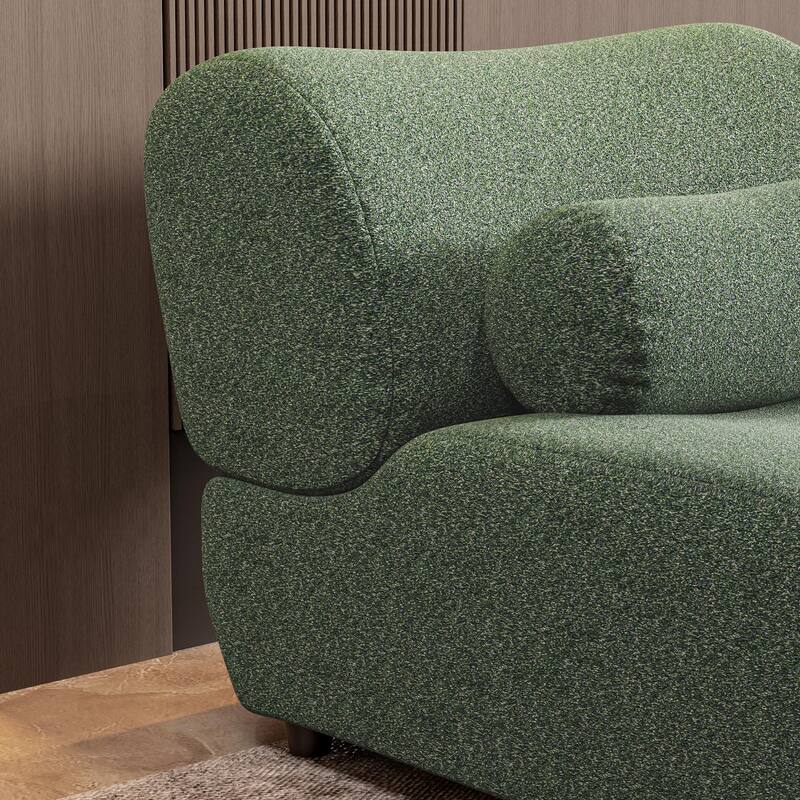 Modern Armless Lounge Sofa with 70° Reclined Backrest and Cylindrical Pillows for Living Room and Guest Room