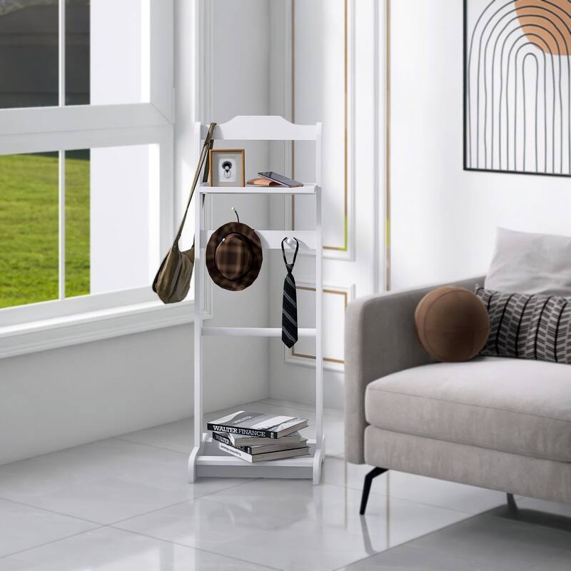 Modern Simple Coat Rack, Portable Storage Rack, White Finish, Stable and Sturdy, for Hallway, Living Room