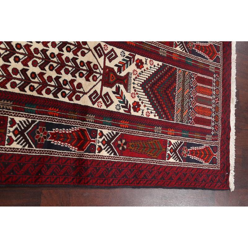 Geometric Hamedan Persian Traditional Runner Rug Handmade Wool Carpet - 3'4" x 6'8"