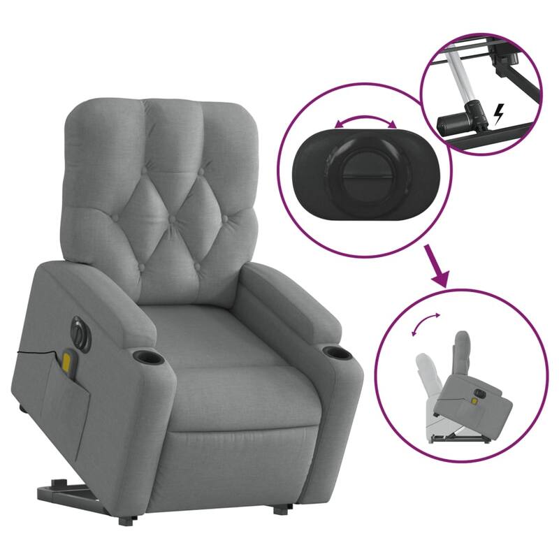 vidaXL Stand up Massage Recliner Chair Power Lift Wingback Armchair Fabric