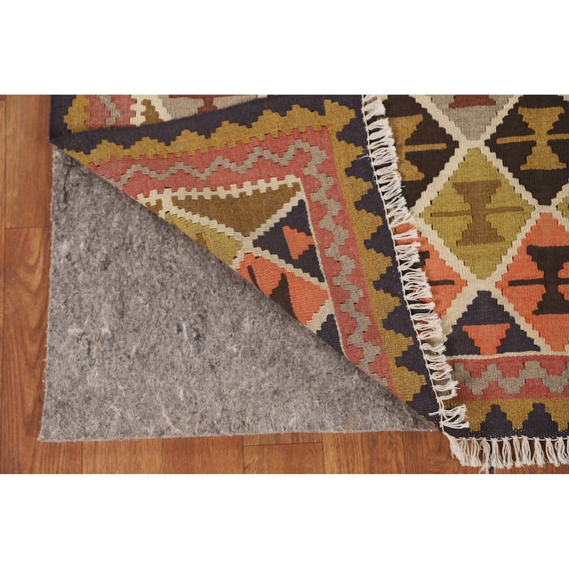 Trellis Kilim Qashqai Persian Accent Rug Flatweave Wool Carpet - 3'5" x 5'10"