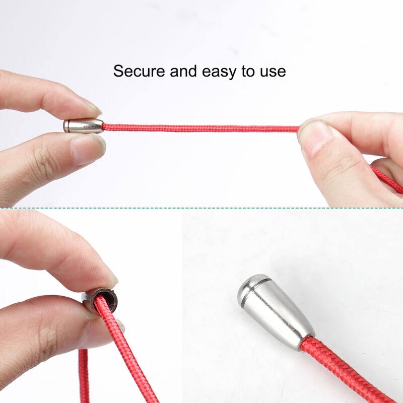6pcs Plastic Bell End Stopper with Lid Cord Rope Lace Lock Lanyard Rope Fastener - Silver Tone