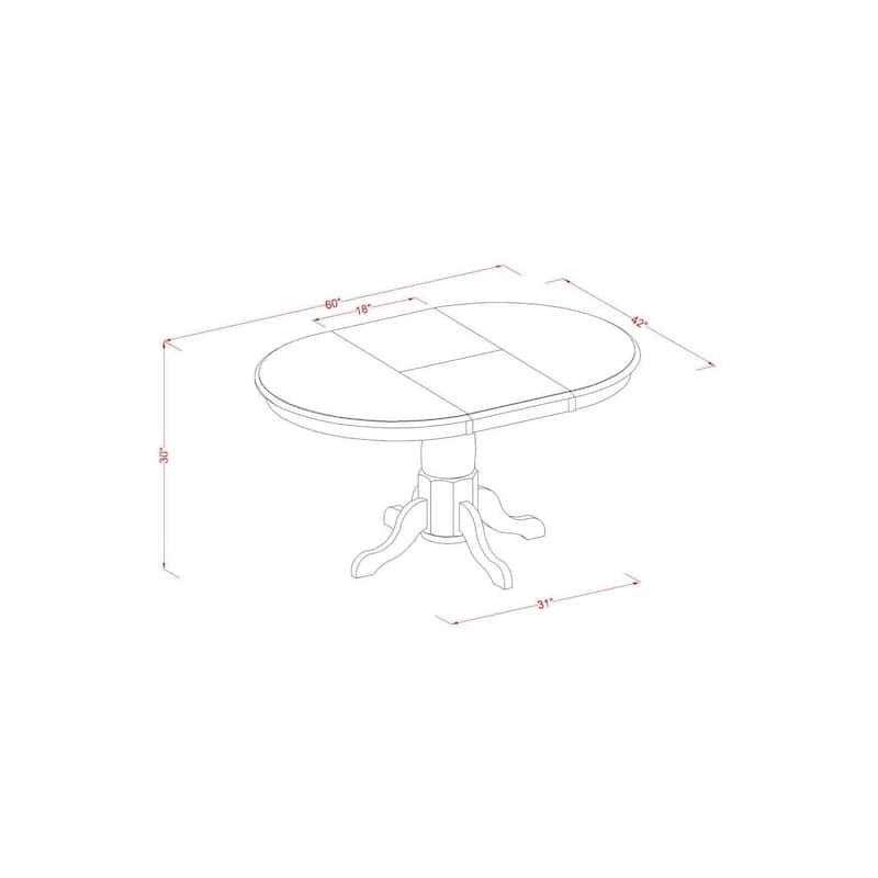 Classic 5-Piece Dining Set - Oval Table & 4 Kitchen Chairs - Comfort Room Furniture