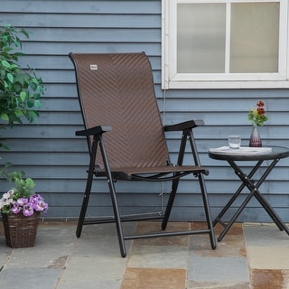 Outdoor Patio Folding Wicker Rattan Aluminum Recliner Chair Stool Yard Furniture 