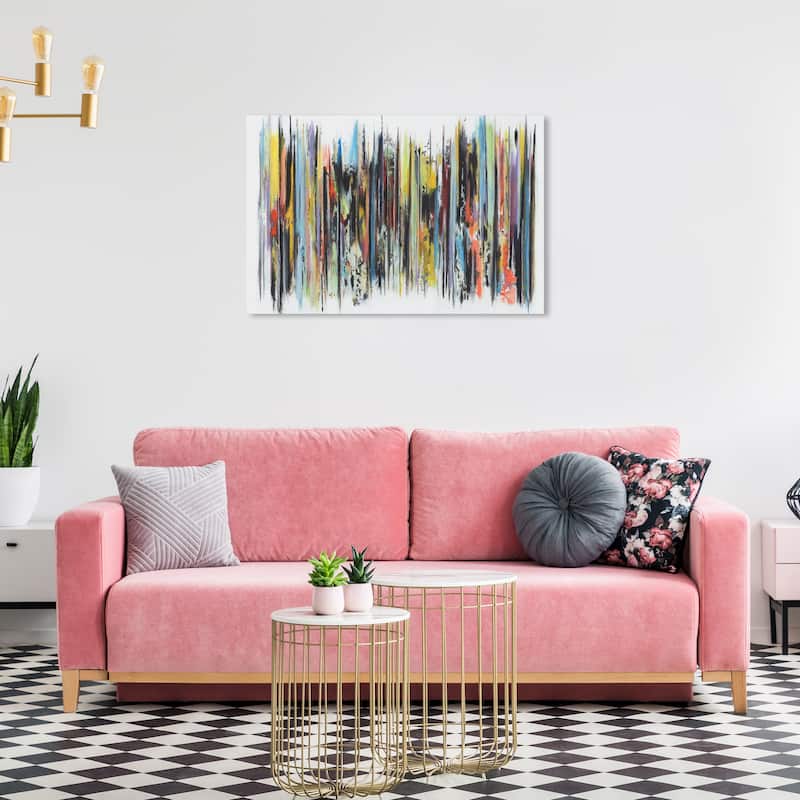 Wynwood Studio Canvas Abstract Doll Memories - Colorful Stripes Yellow and Modern & Contemporary Wall Art Canvas Print - 24 x 36