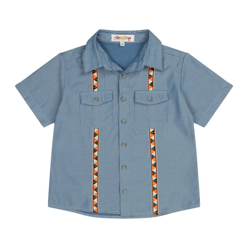 Mixed Up Clothing Boys Hemd Short Sleeve Button Down Shirt - Light Blue - 2T