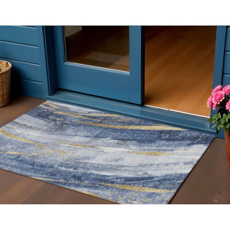 HomeRoots Abstract Transitional Rectangle Outdoor Rug - 3' x 5'