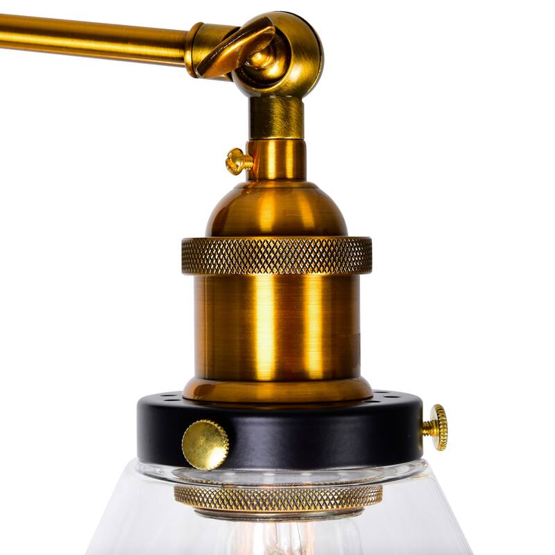 Eustis 3 Light Wall Sconce With Black & Gold Brass Finish - Black/Gold Brass